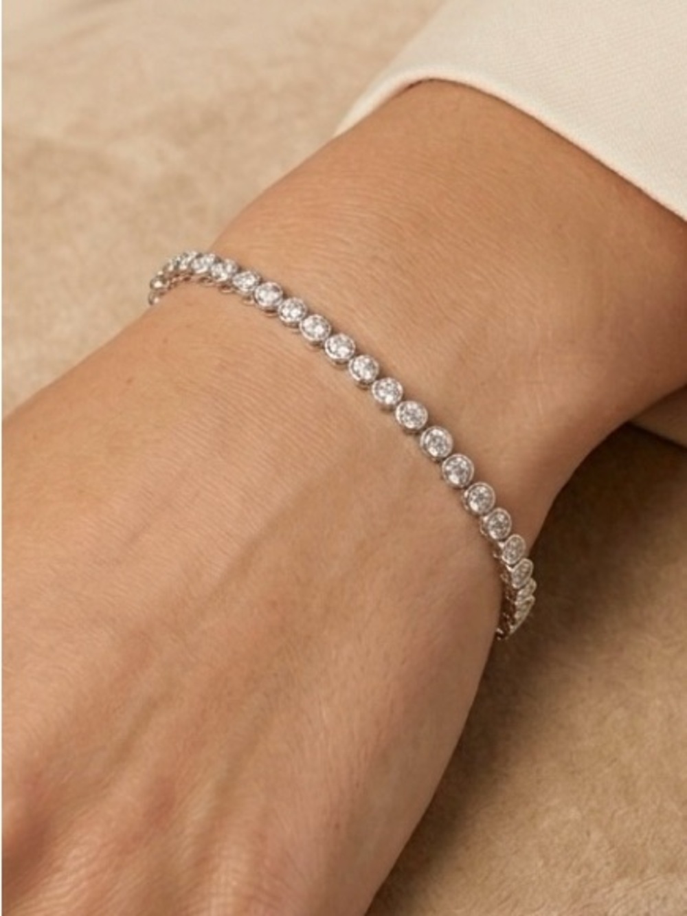 Womens Sterling Silver Cubic Zirconia CZ Tennis Bracelet 8.25"